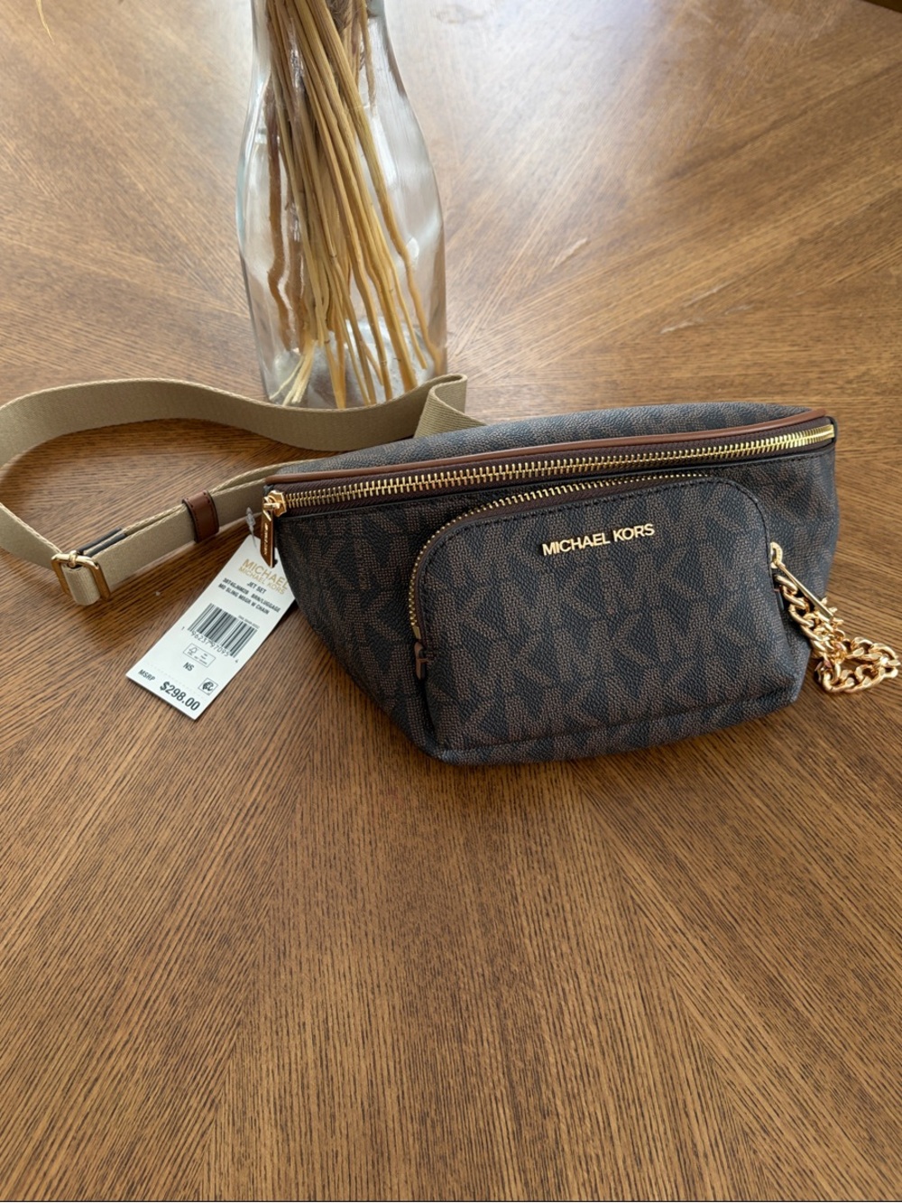 Michael Kors Brown Belt Bag with Gold Hardware